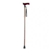 Wandelstok | Opvouwbaar | Aluminium met houten handvat | Brons | 82 - 92 cm | Vitility