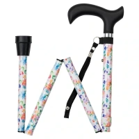 Opvouwbare wandelstok - Bloemen print | 82 - 94 cm