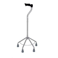 Wandelstok vierpoot met zwanenhals en anatomische handgreep - linkshandig