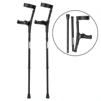 Opvouwbare Elleboogkrukken | Zwart | Anatomisch gevormde handvatten | met opbergtas