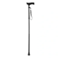 Wandelstok | Opvouwbaar | Aluminium met houten handvat | Zwart | 82 - 92 cm | Vitility