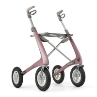 ByAcre Overland Carbon Rollator met luchtbanden | Rosegoud | met pocket bag | All Terrain 