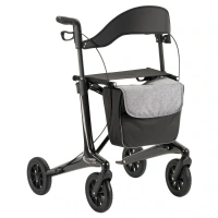 MultiMotion Carbon Rollator met softwielen | Opvouwbaar | Carbon | incl. rugsteun en tas