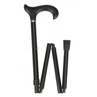 Luxe opvouwbare wandelstok - met soft Derby handvat - zwart