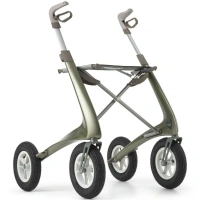 ByAcre Overland Carbon Rollator met luchtbanden | Groen | met pocket bag | All Terrain 