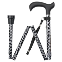 Opvouwbare wandelstok - Zwart met ruitjes | 82 - 94 cm