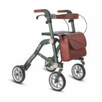 Trive | Compacte dubbel plooibare Rollator | Groen | inclusief rugsteun en tas en stokhouder