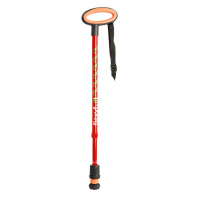 Wandelstok met ovalen handvat - rood