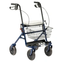 Rollator | Basic | Blauw | Mand | Dienblad | Stokhouder