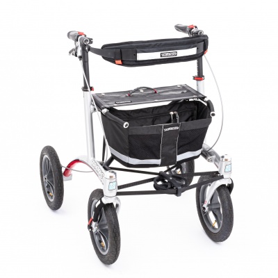 Foto van Trionic Rollator Walker 12er | M/L | Zilver - Zwart - Zwart - Grijs | met rugsteun | met stokhouder