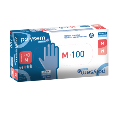 Foto van Nitril onderzoekshandschoenen | Polysem Medical | Blauw | 100 stuks | maat M