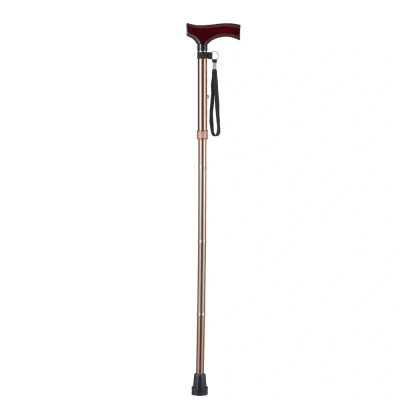 Foto van Wandelstok | Opvouwbaar | Aluminium met houten handvat | Brons | 82 - 92 cm | Vitility