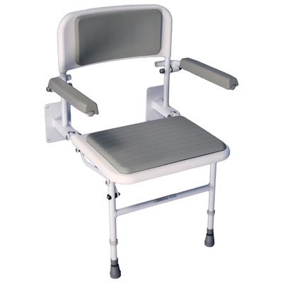 Douchezitting met rugsteun en armsteunen | opklapbaar | compact | met vloersteunen | Aidapt