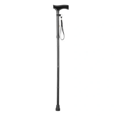 Foto van Wandelstok | Opvouwbaar | Aluminium met houten handvat | Zwart | 82 - 92 cm | Vitility