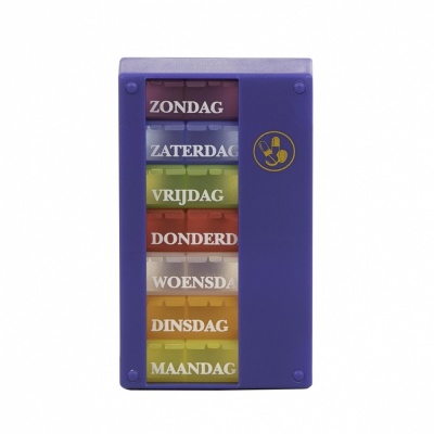 Pillenbox | 1 week | 3 vaks | Nederlands | Gekleurd