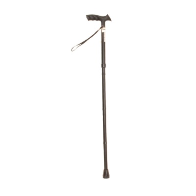 Foto van Wandelstok | Opvouwbaar | Aluminium | Gezandstraald mat zwart | TPR handvat | 70 - 80 cm