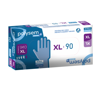 Foto van Nitril onderzoekshandschoenen | Polysem Medical | Blauw | 90 stuks | maat XL