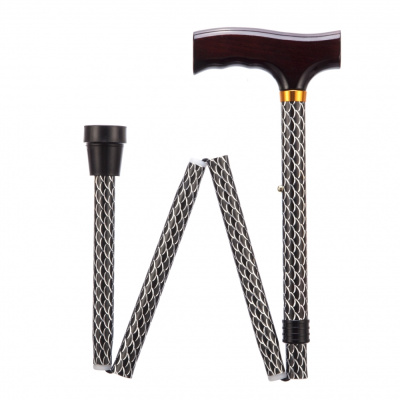 Opvouwbare wandelstok - etched black 76 - 89 cm