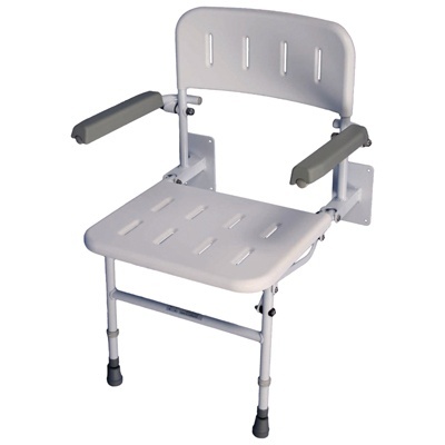 Douchezitting met rugsteun en armsteunen | opklapbaar | compact | met vloersteunen | Aidapt