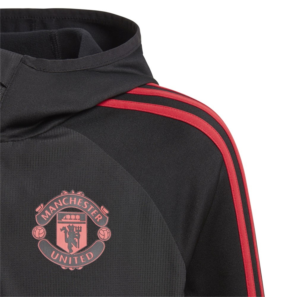 Afbeelding van Manchester United Hooded warm Up Pak Kids Zwart-Rood