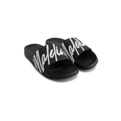 Foto van Malelions Men Signature Slides Black White