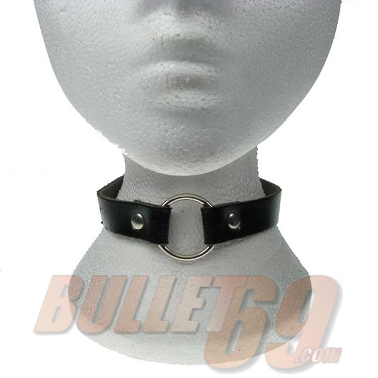 Bullet69 | Choker van zwart leer met O-ring middenvoor Bullet69 | Choker van zwart leer met O-ring middenvoor