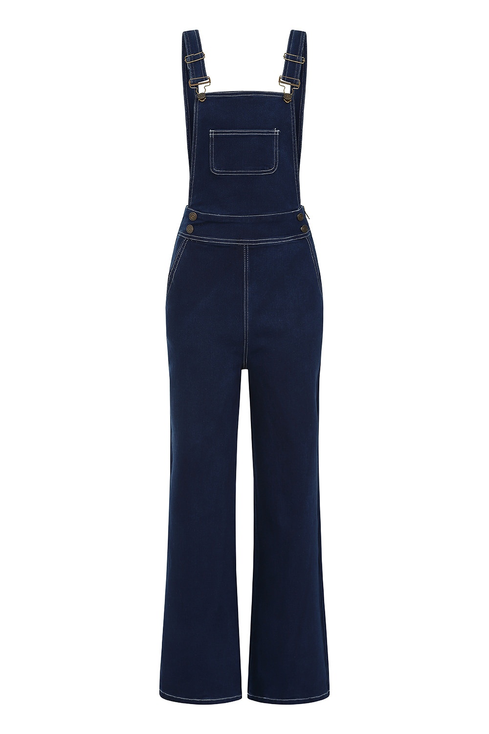 Banned | Denim playsuit, Penny met jaren 70 wijde pijpen