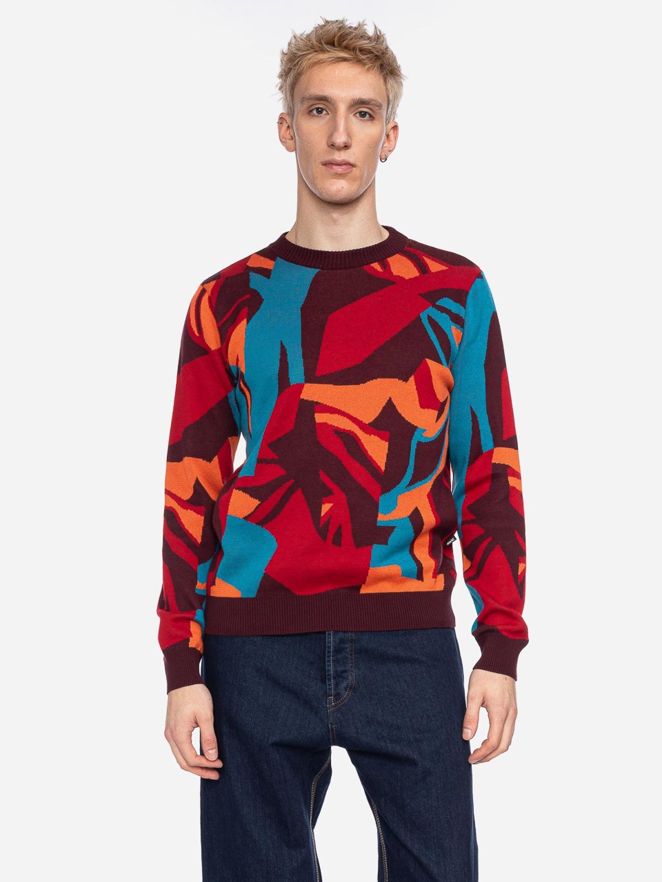 ATO Berlin | Trui Hormus rood met multi kleur Retro motief ATO Berlin | Trui Hormus rood met multi kleur Retro motief