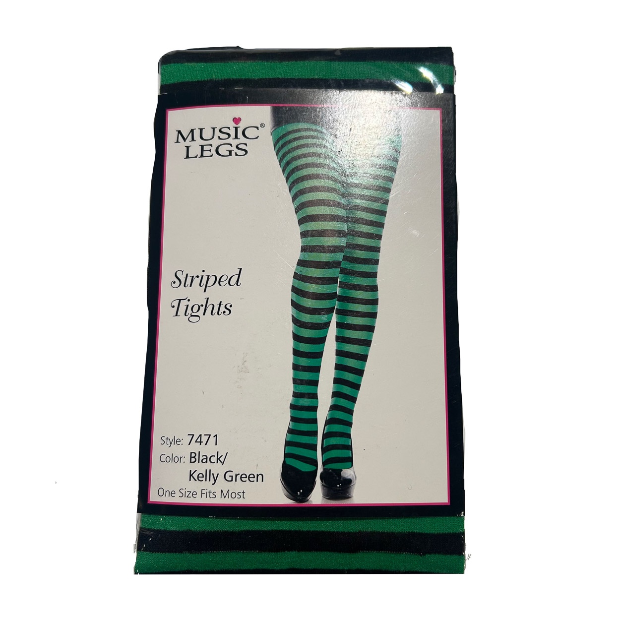 Music Legs | Zwarte groen gestreepte panty, smalle strepen Music Legs | Zwarte groen gestreepte panty, smalle strepen