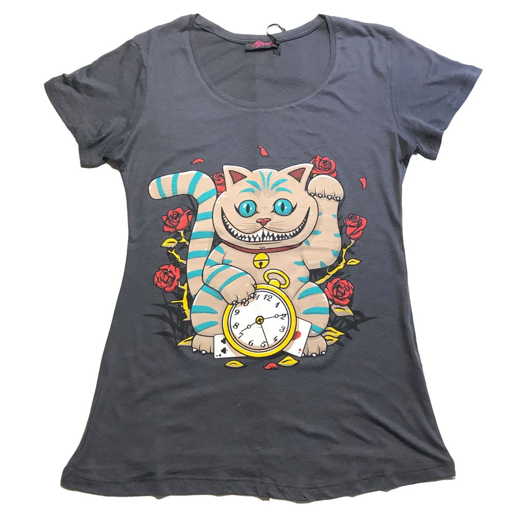 T-shirt Maneki cat, grijs T-shirt Maneki cat, grijs