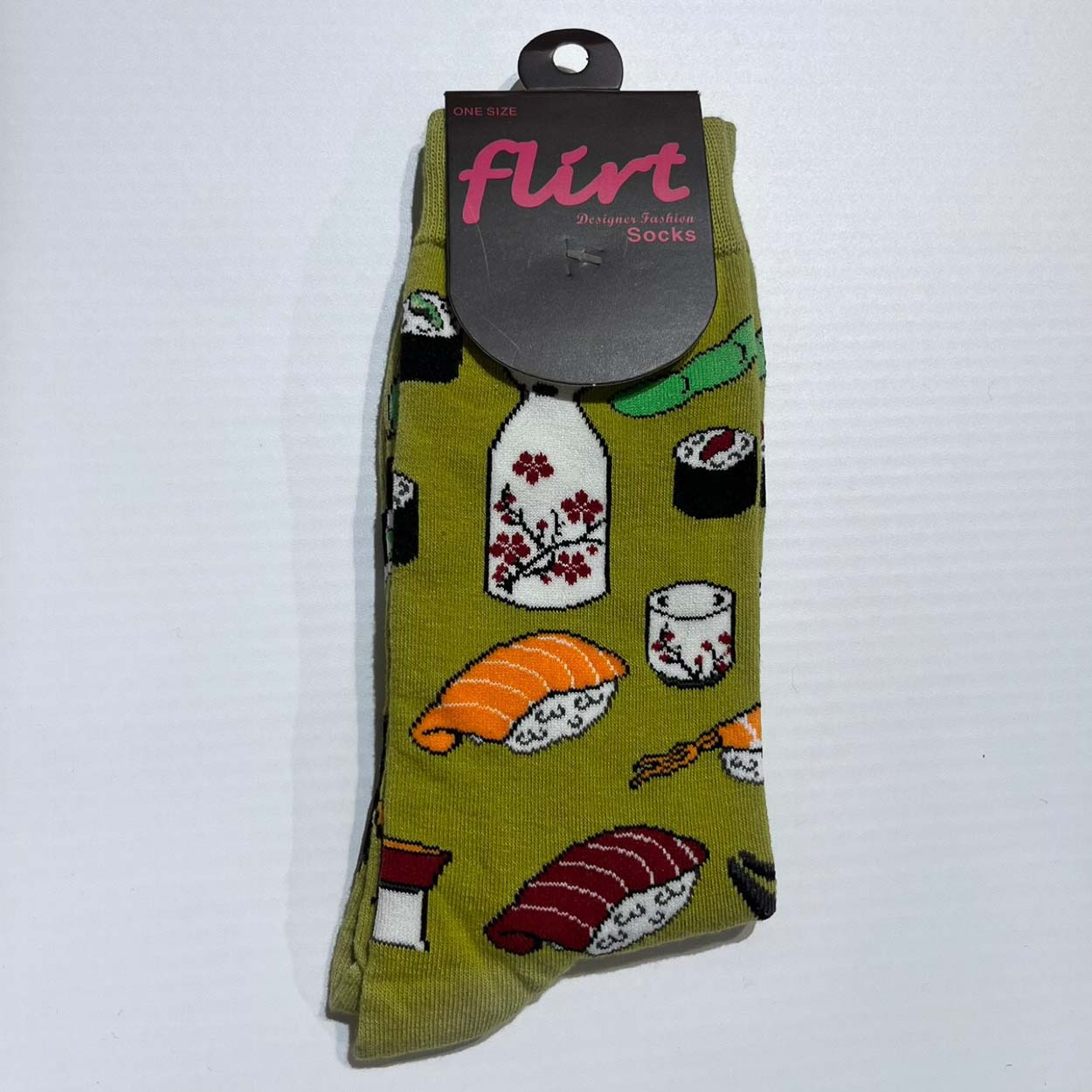 Flirt | Dames sokken groen met sushi Flirt | Dames sokken groen met sushi