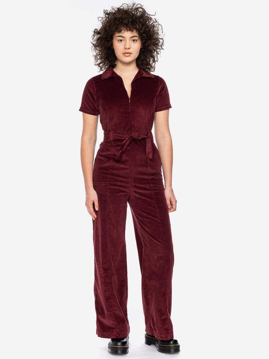 ATO Berlin | Jumpsuit Olivia van biologisch bordeaux ribcord katoen mix