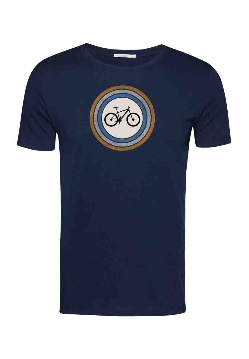 Green Bomb | T-shirt Bike target, navy blauw bio katoen
