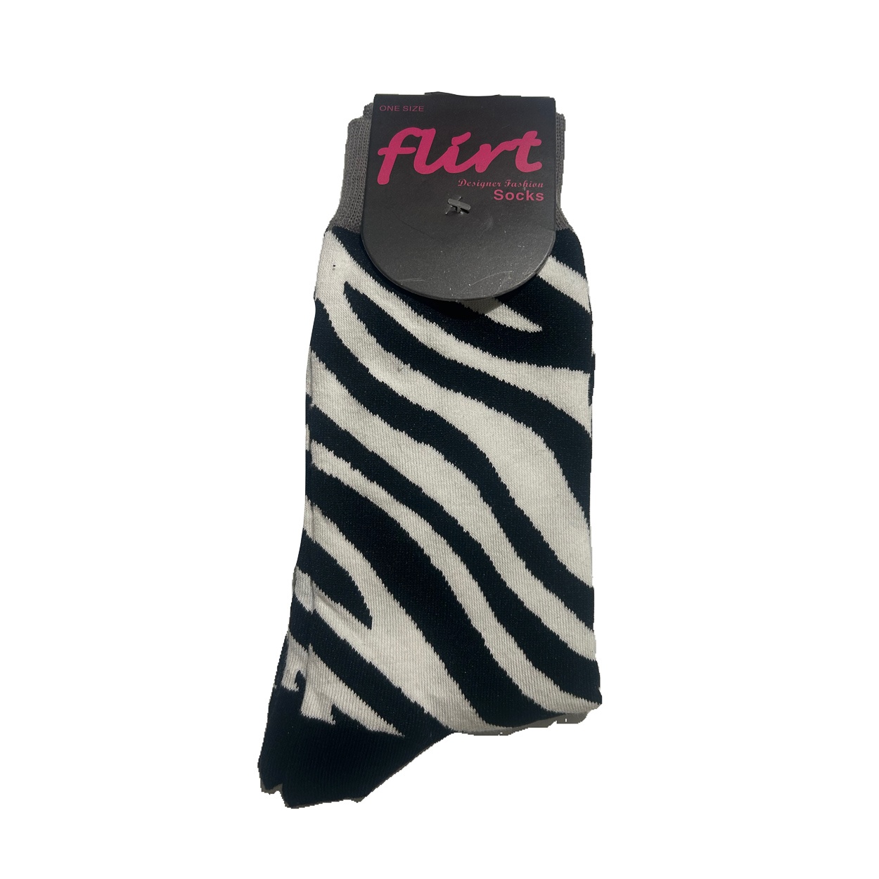 Flirt | Sokken met zwart witte zebra print en grijze top