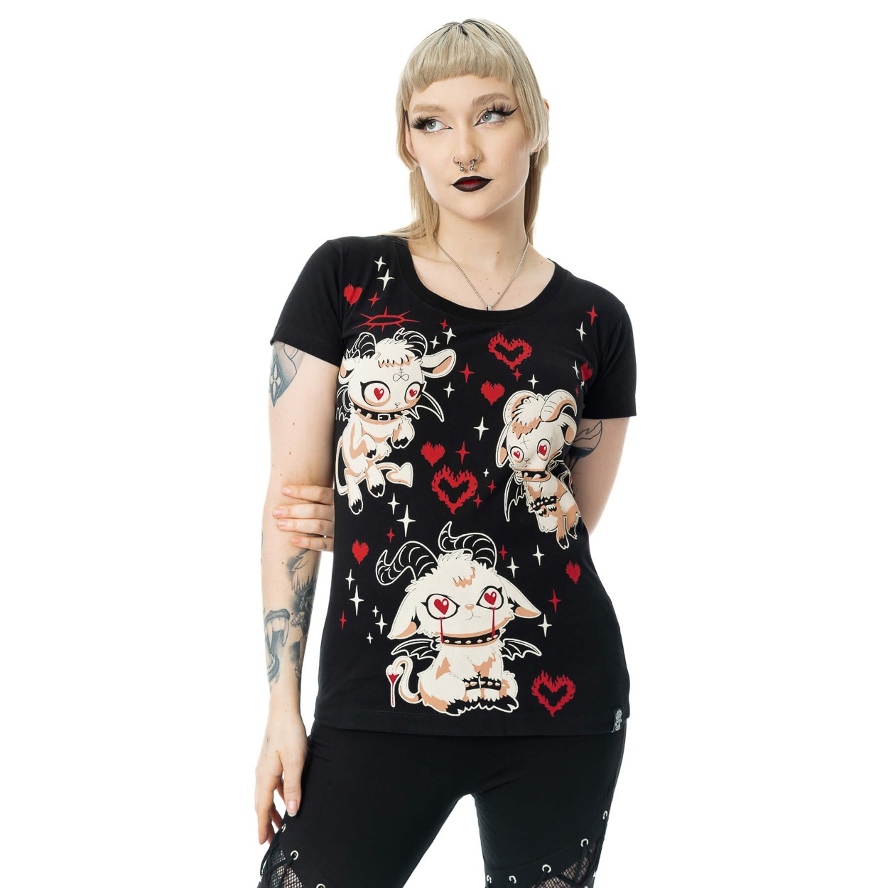 Cupcake Cult | T-shirt Starbleat met gehoornde schaapjes en hartjes Cupcake Cult | T-shirt Starbleat met gehoornde schaapjes en hartjes