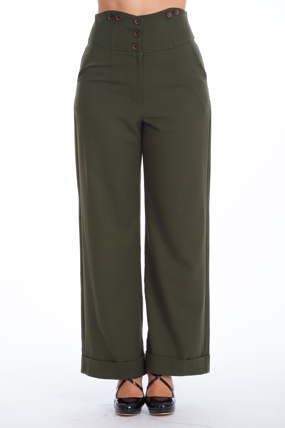 Banned | Groene pantalon met hoge taille, Girl boss