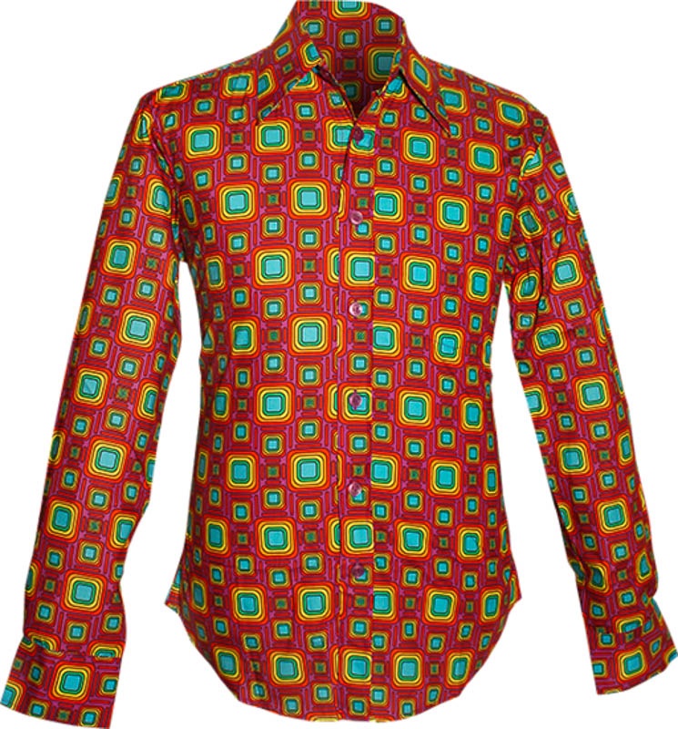 Chenaski | Overhemd 70's, Tube met violet, regenboog vierkantjes