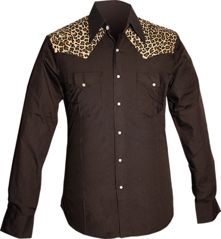 Chenaski | Rockabilly '50 cowboy overhemd, leopard black