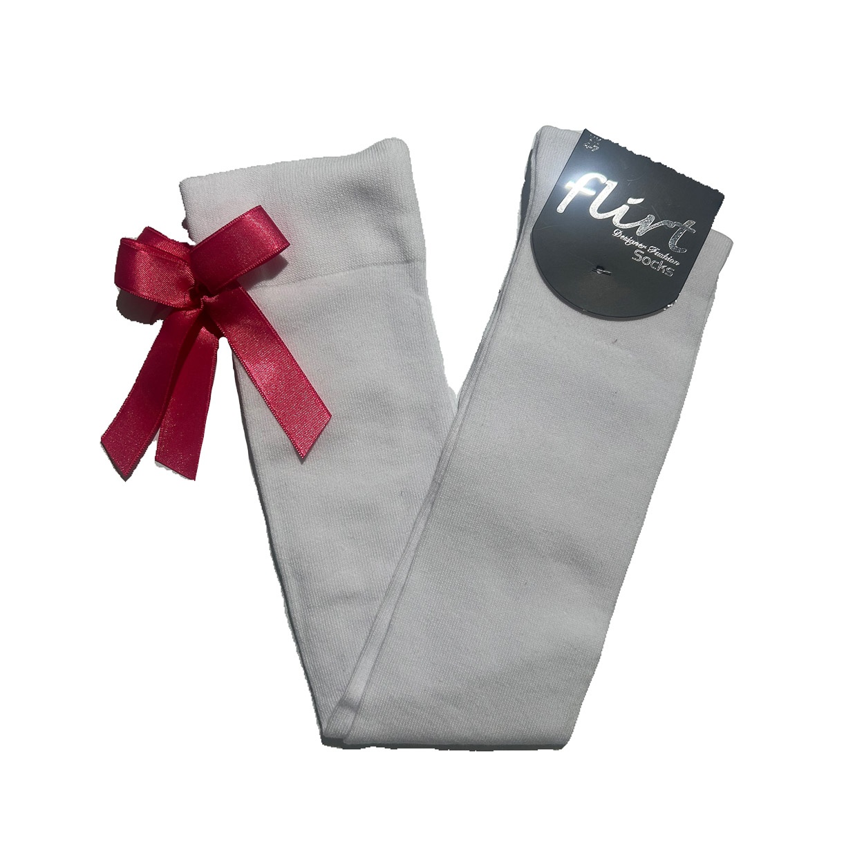 Flirt | Overknee sokken wit met roze strik, lolita-stijl