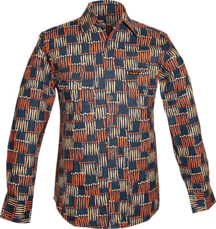 Chenaski | Worker overhemd, drum stick blue, creme rose