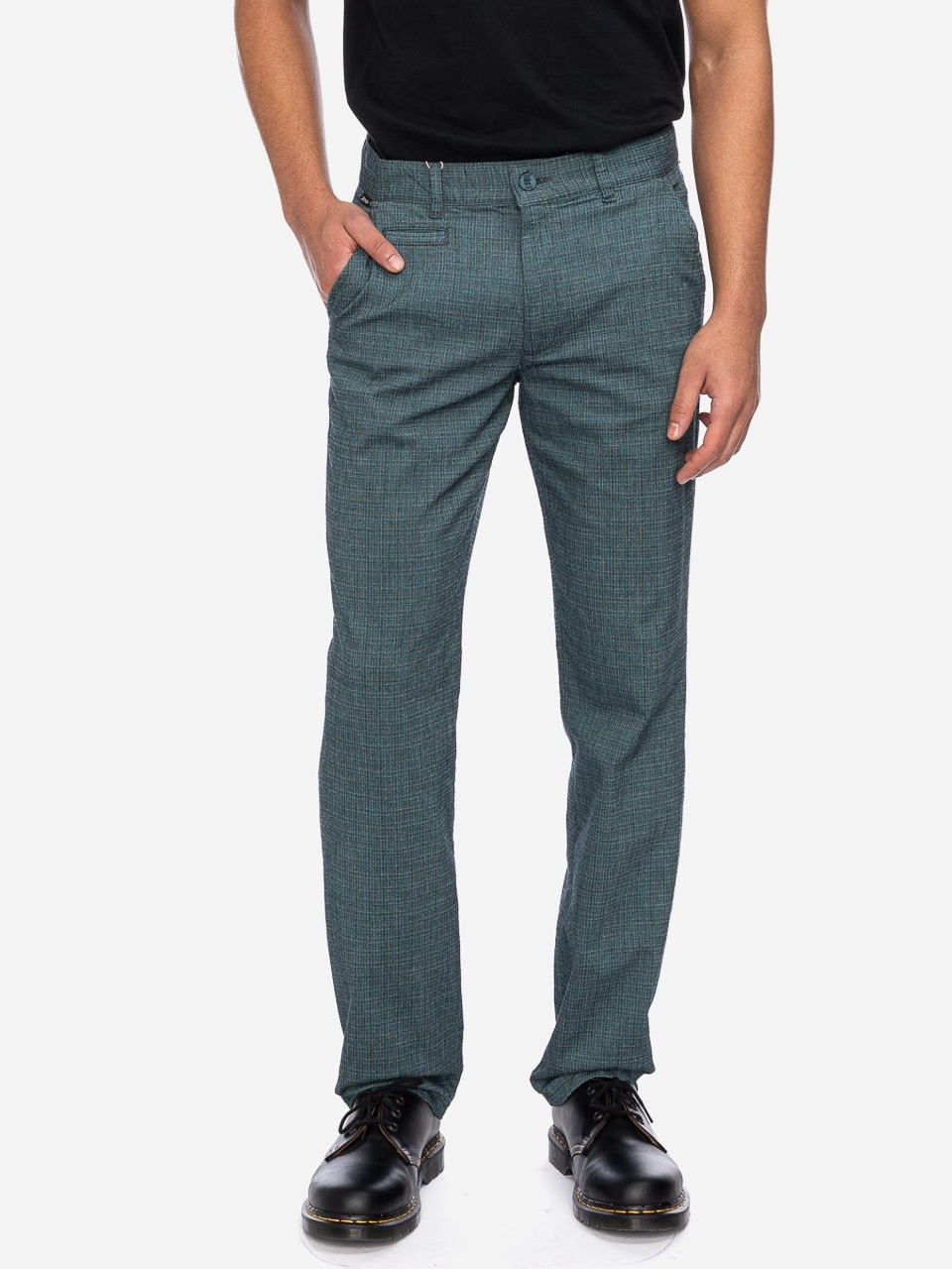 ATO Berlin | Pantalon Jorjo, klassieke linnenlook structuur in blauw groen met stretch