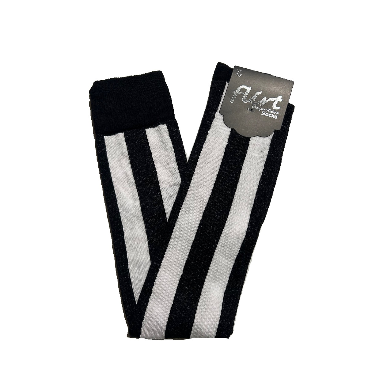 Flirt | Overknee sokken zwart wit verticale streep