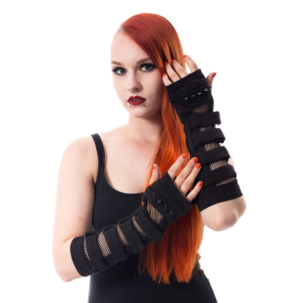 Poizen Industries | Armwarmers Fatal zwart met gaas Poizen Industries | Armwarmers Fatal zwart met gaas