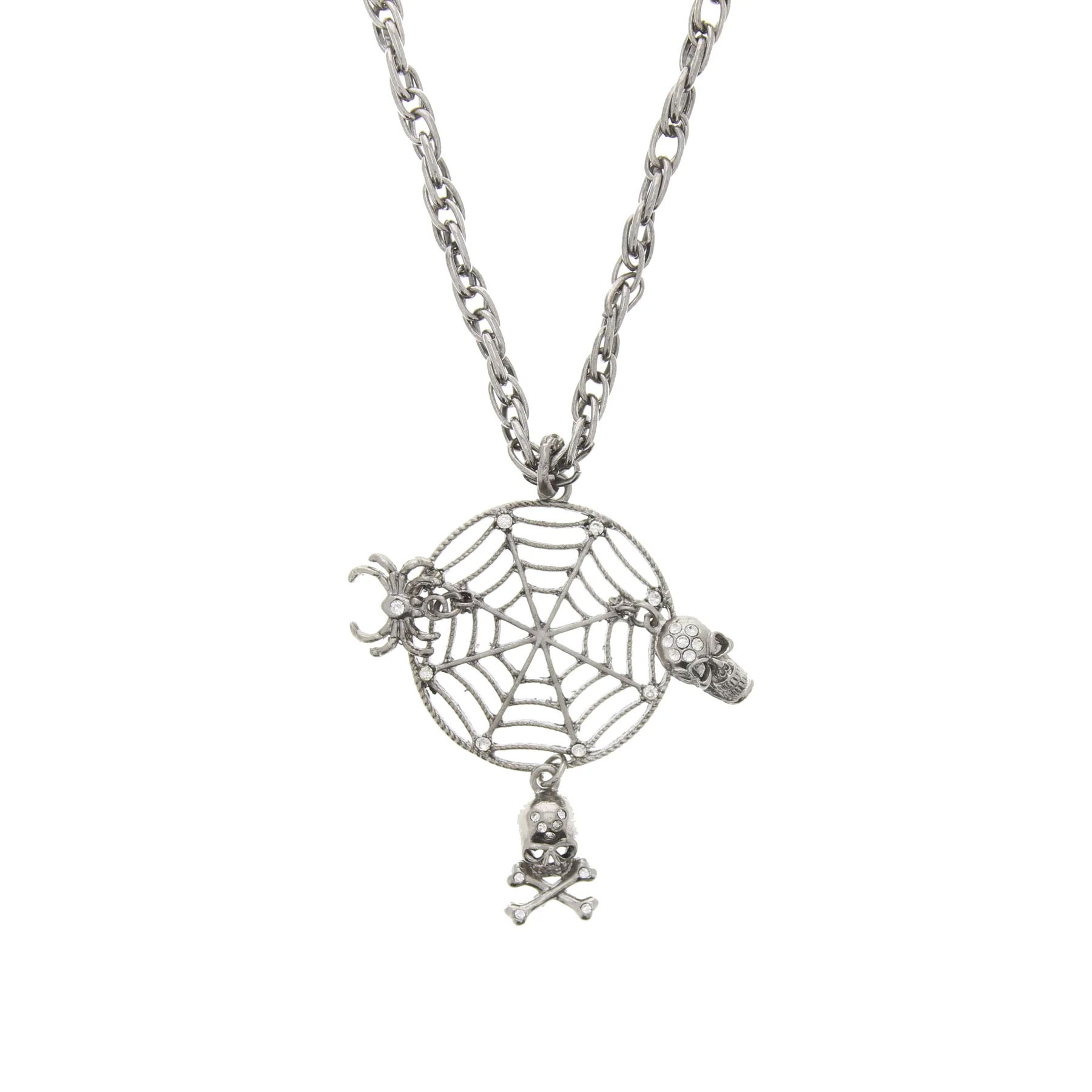 Zacharia | Halsketting met spinnenweb, piraten-schedels en spinnetjes 