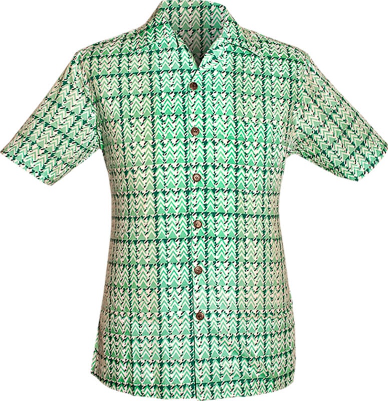 Chenaski | Overhemd korte mouw, Shinori mountains, creme mint groen