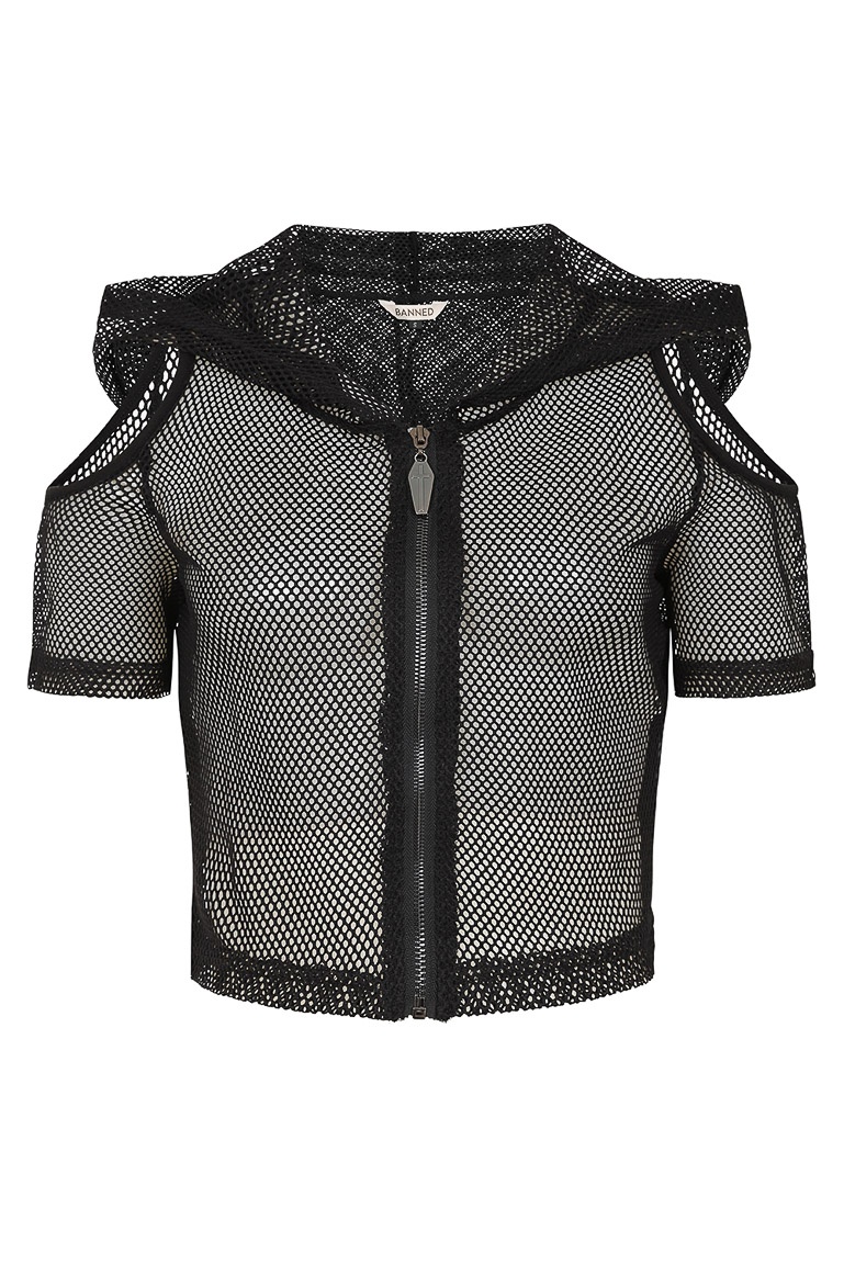 Banned | Fishnet Hoodie met korte mouw 