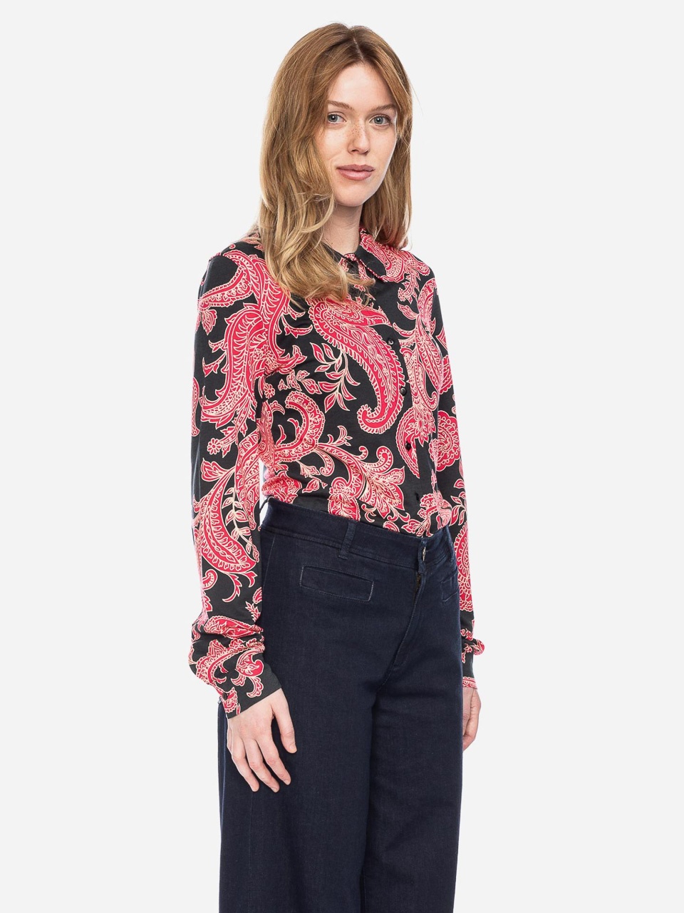 ATO Berlin | Blouse Arabella, zwart rood paisley patroon