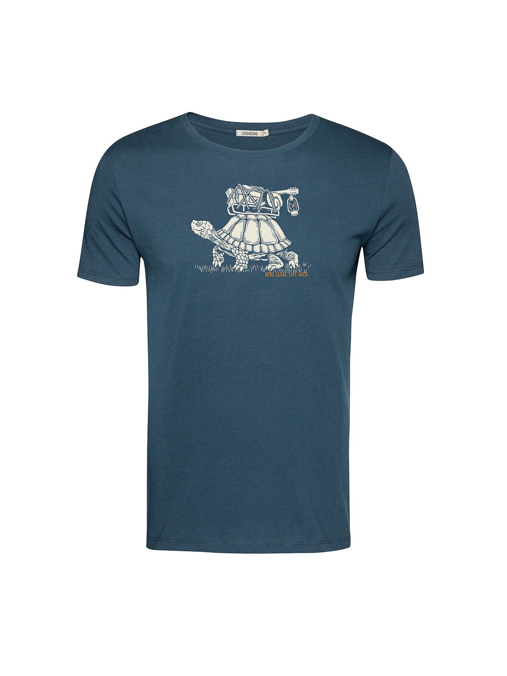 Green Bomb | T-shirt Turtle Walk, blauw pine bio katoen Green Bomb | T-shirt Turtle Walk, blauw pine bio katoen