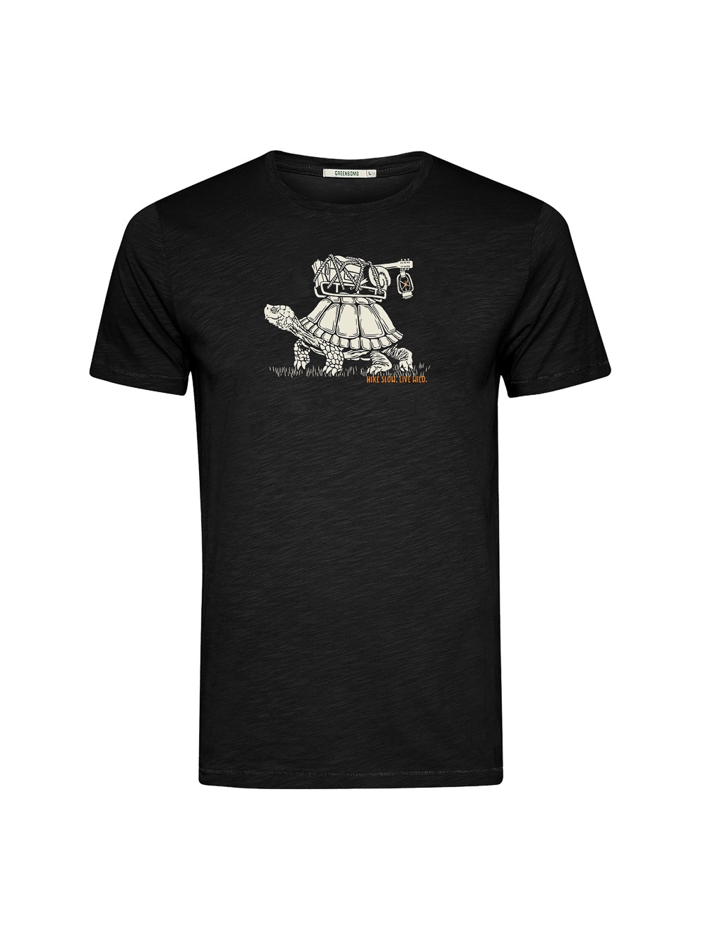 Green Bomb | T-shirt Turtle Walk, zwart bio katoen Green Bomb | T-shirt Turtle Walk, zwart bio katoen