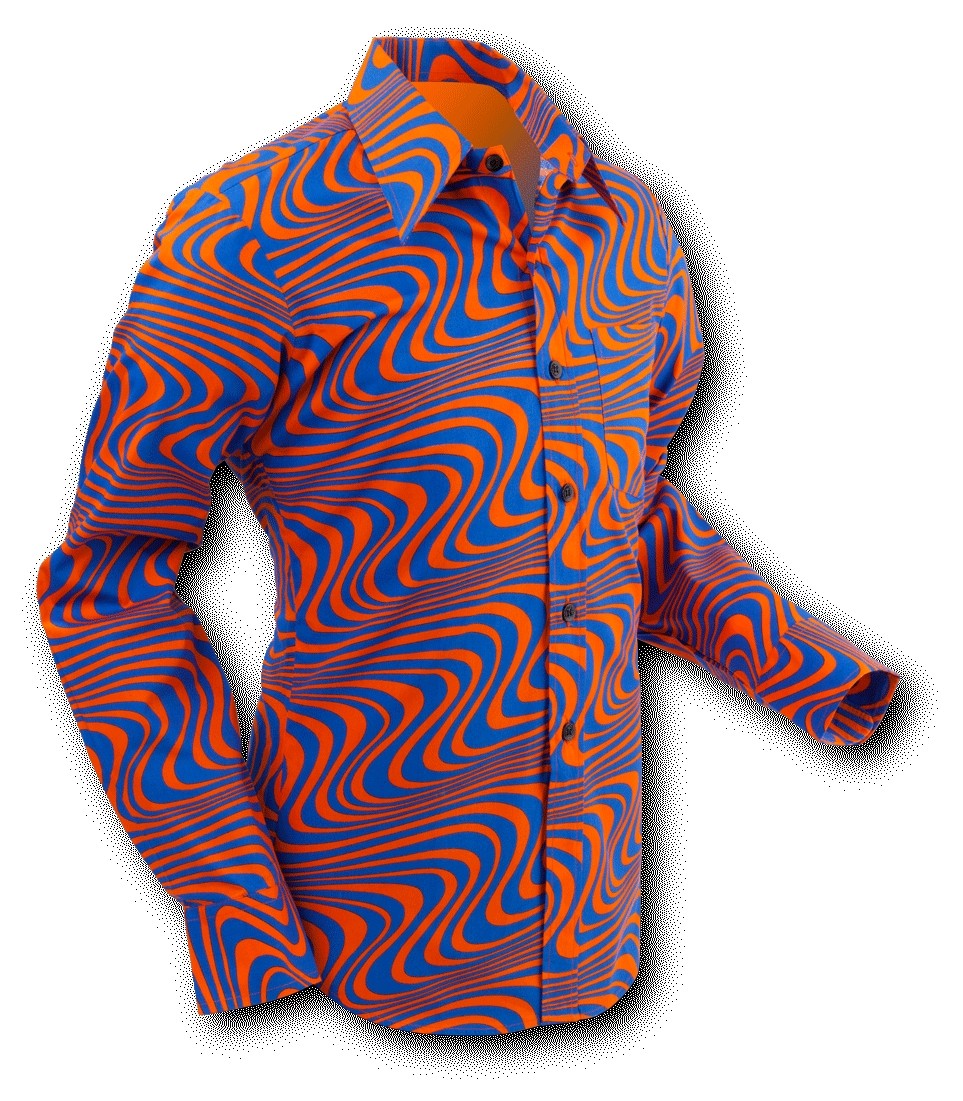 Chenaski | overhemd Seventies Wavyline Orange Blue Chenaski | overhemd Seventies Wavyline Orange Blue
